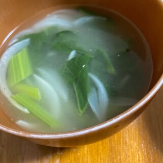 新玉ねぎと小松菜の中華スープ